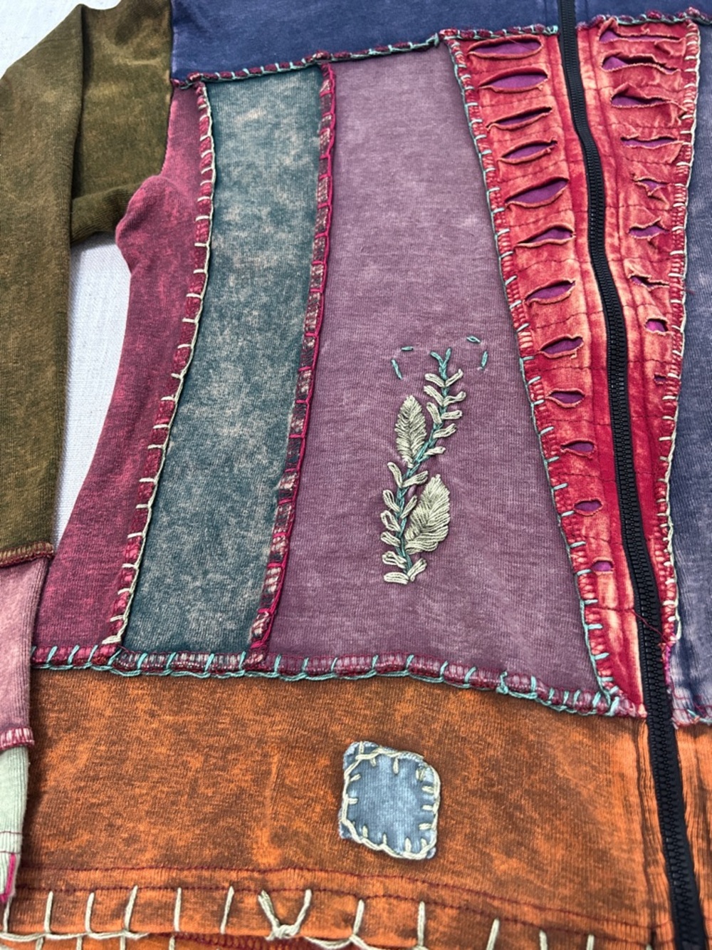 Vintage Y2K Bohemian Hoodie Patchwork Festival Witchy Elfin Embroidered - Picture 4 of 16